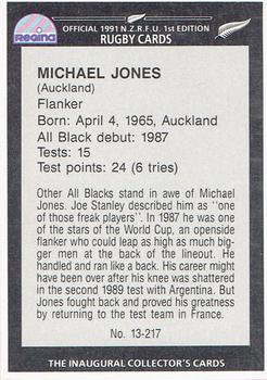 1991 Regina NZRFU 1st Edition #13 Michael Jones Back